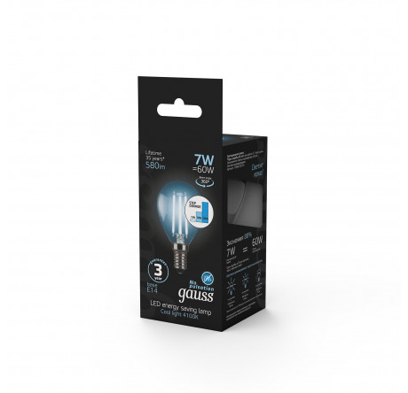 Gauss LED Filament Шар E14 7W 580lm 4100K 1/10/50 105801207 Ламп GAUSS - valday-experts.ru – фото 1