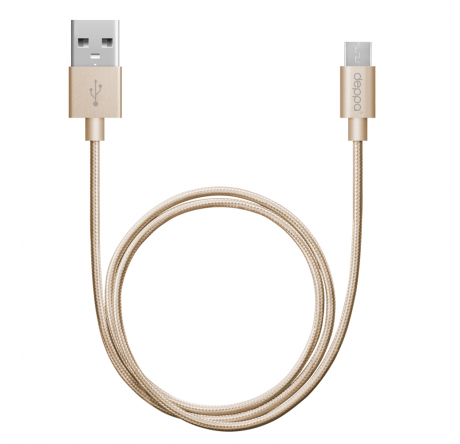 Deppa Alum USB Type-C - USB Type-C, алюминий/нейлон, USB 2.0, 3A, 1.2м, 1.2м, золото, Deppa 7 Кабель DEPPA - valday-experts.ru – фото 1