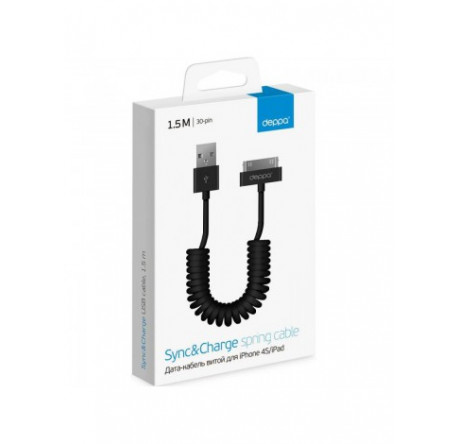 Deppa USB - Apple 30-pin 1.5m черный (72119) Кабель DEPPA - valday-experts.ru – фото 1