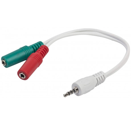 Gembird CCA-417W, джек3.5 4pin->джек3.5 стерео + 3.5 микрофон моно, длина 20см, белый	 Кабель  GEMBIRD - valday-experts.ru – фото 1