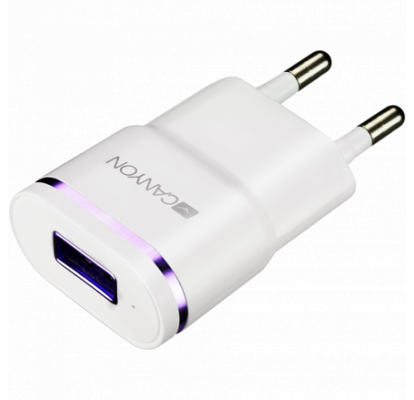 Canyon Universal 1xUSB AC charger (in wall) with over-voltage protection, plus light Адаптер питания CANYON - valday-experts.ru – фото 1