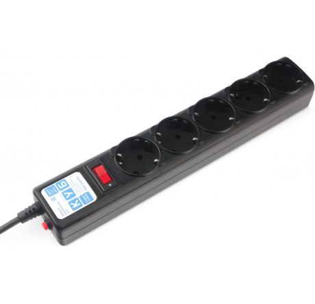 Сетефой фильтр Power Cube SPG5-10M 10 м 5 розеток черный графит  Power Cube - valday-experts.ru – фото 1