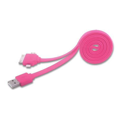 Harper CCH-401 pink Кабель USB на 3: microUSB + 30pin + Lightning; 0,3 м HARPER - valday-experts.ru – фото 1