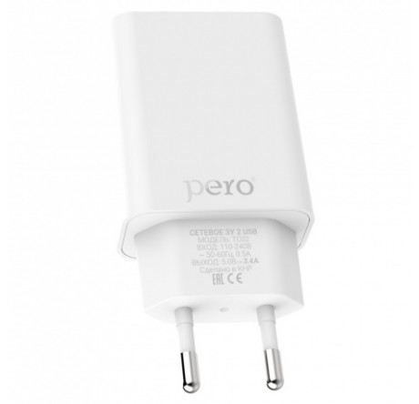 PERO TC02 2USB 2.1A белый СЗУ  PERO - valday-experts.ru – фото 1