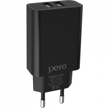 PERO TC02 2USB 2.1A черный СЗУ  PERO - valday-experts.ru – фото 1