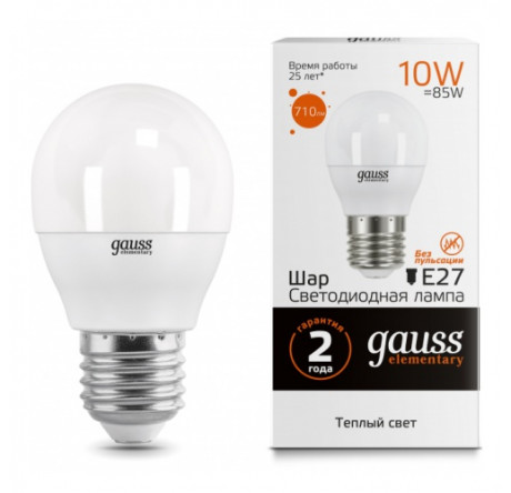 GAUSS LED ELEMENTARY ШАР 10W E27 GAUSS - valday-experts.ru – фото 1