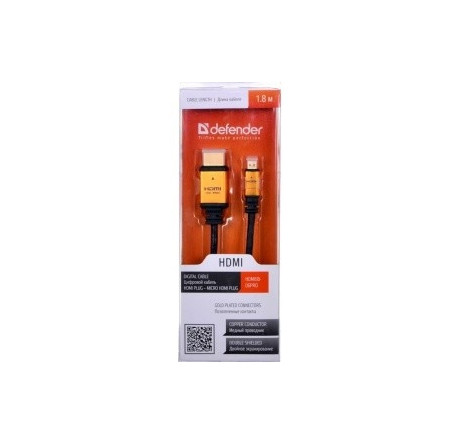 Defender HDMI08-04PRO HDMI-MicroHDMI M-M, ver1.4, 1м Цифровой кабель  Defender - valday-experts.ru – фото 1