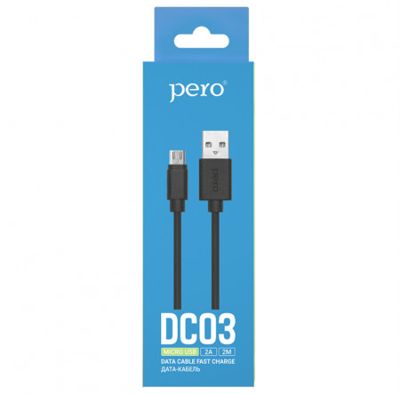 PERO DC-03 micro-USB, 2А, 1м, черный Дата-кабель  PERO - valday-experts.ru – фото 1