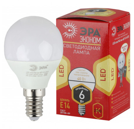 ECO LED P45-6W-827-E14 ЭРА ЭРА - valday-experts.ru – фото 1