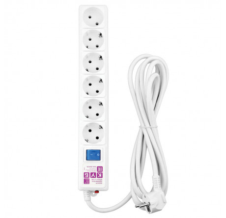 Сетевой фильтр Power Cube 1,9 м 6 розеток (белый) 16А/3,5кВт Power Cube - valday-experts.ru – фото 1